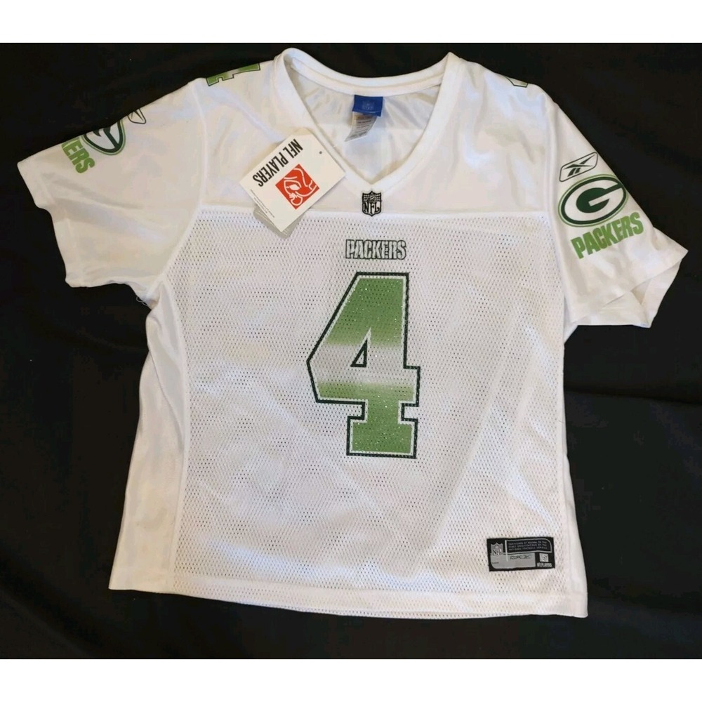 NWT Brett Favre Jersey NFL Players Reebok #4 for Women Glitter Green Top Sz XL